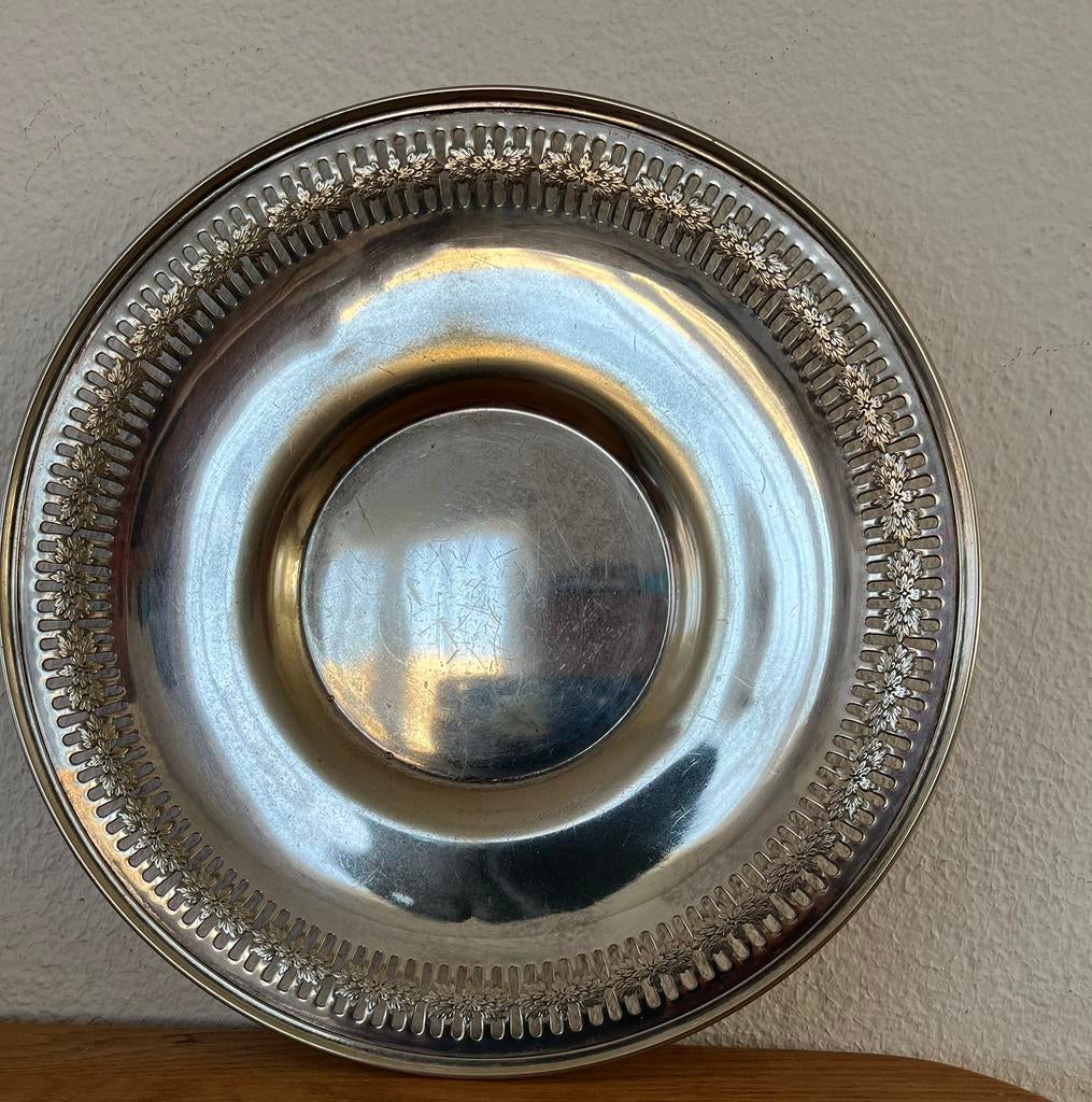 Verzilverde schaal bord, Ophalen of Verzenden