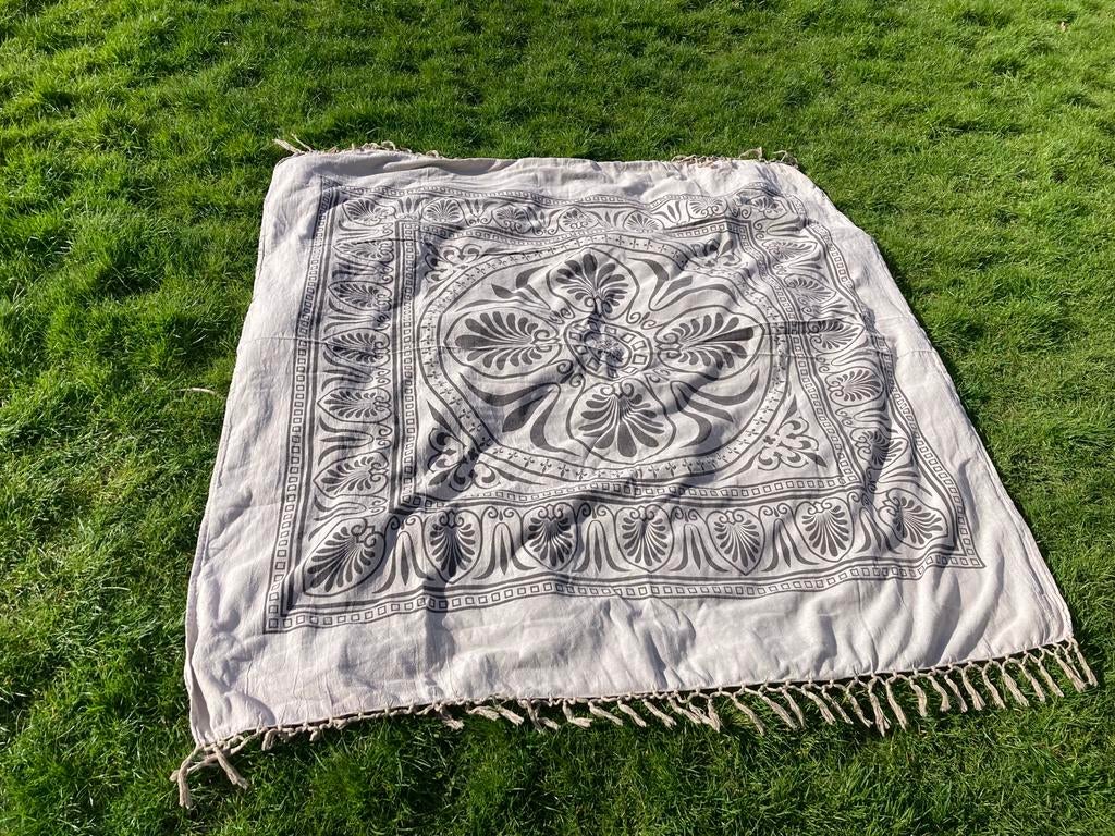 Grote katoenen plaid / sprei – 200  200 cm – franjes, Ophalen of Verzenden, Gebruikt