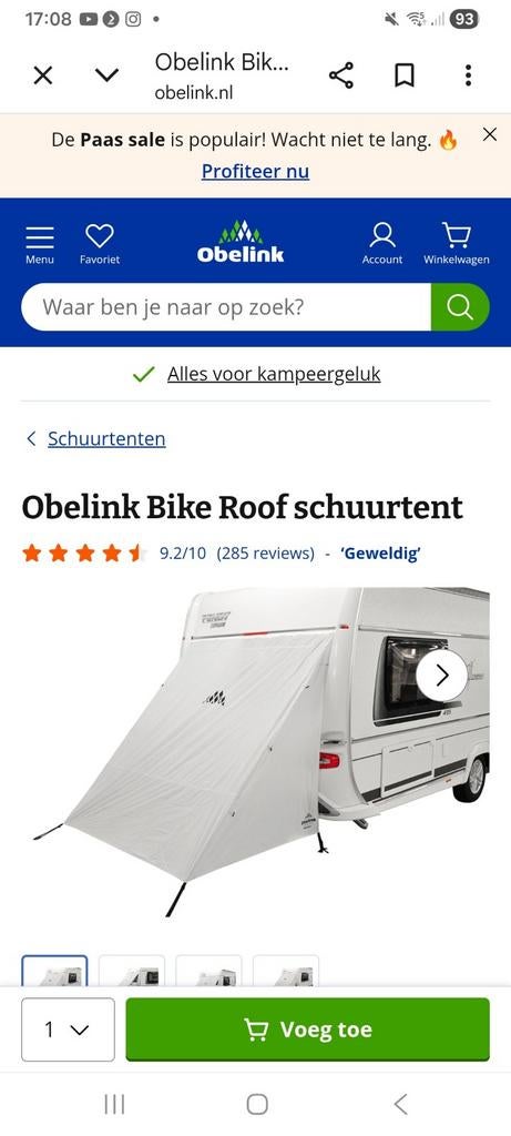 Fietstent aan caravan, Ophalen of Verzenden