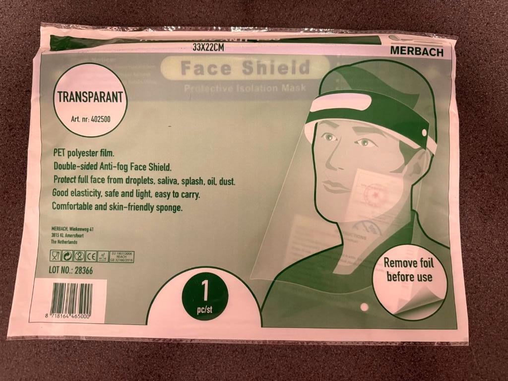 Double sided anti fog face shield, Ophalen of Verzenden, Nieuw