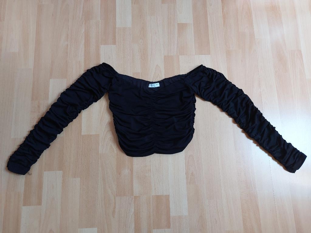 Zwart off shoulders top *Loavies*, Maat 38/40 (M), Zwart, Ophalen of Verzenden, Lange mouw