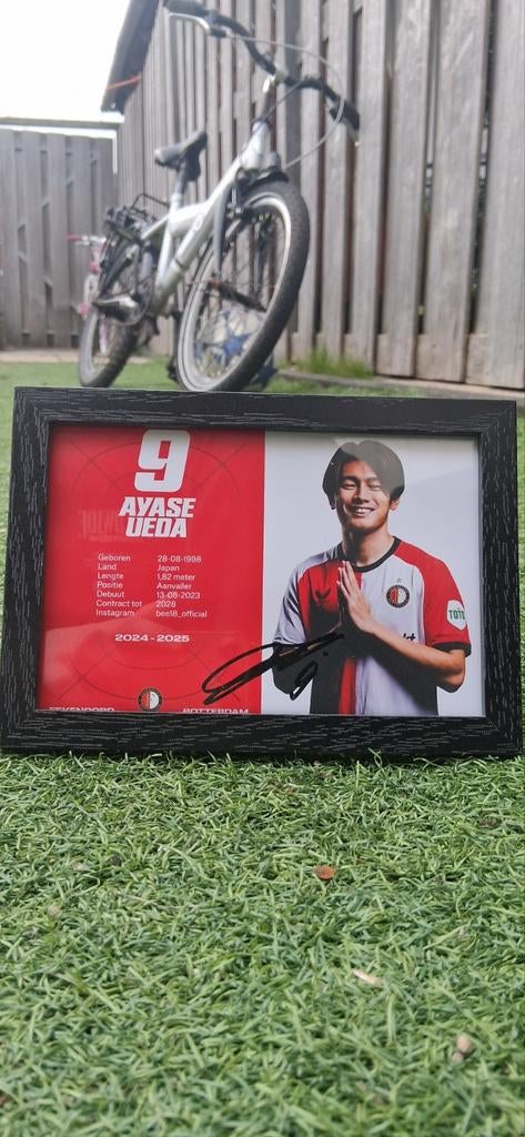 Ingelijste Feyenoord kaart Ayase Ueda – gesigneerd, Ophalen of Verzenden