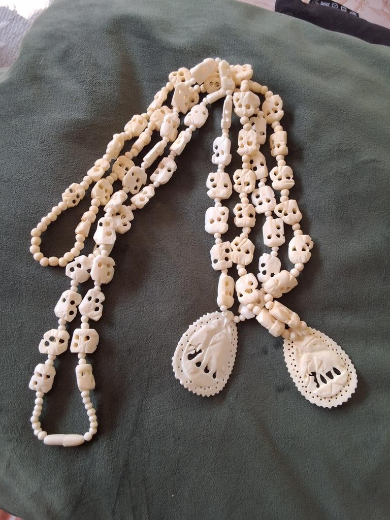 Vintage Ivoor Kleurige been Ketting olifant afrika orgineel, Antiek en Kunst, Kunst | Niet-Westerse kunst, Ophalen of Verzenden