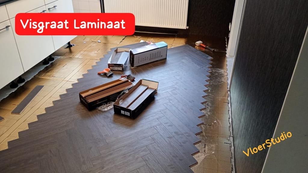 Vloeren legger Visgraat Laminaat PVC klik plak en Egaliseren, Kunststof, ,.., 50 tot 150 cm, Nieuw