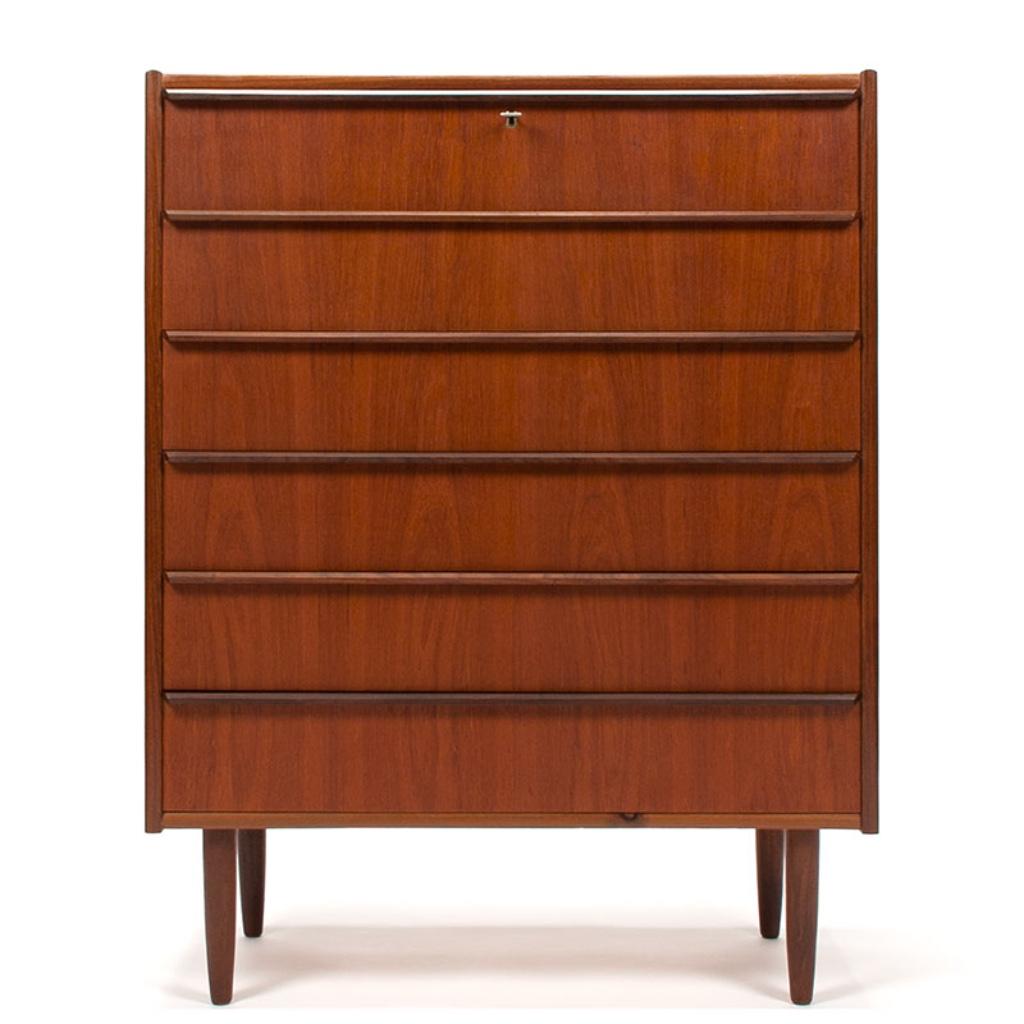 Deense vintage design ladekast jaren 50, 60 teakhout, Huis en Inrichting, Kasten | Ladekasten, Ophalen, Gebruikt, Mid-Century Modern Scandinavisch