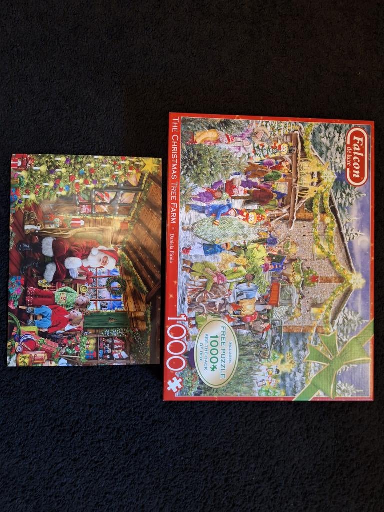 Falcon de Luxe Kerstpuzzels - 2 x 1000 stukjes, Ophalen of Verzenden, 500 t/m 1500 stukjes, Zo goed als nieuw, Legpuzzel