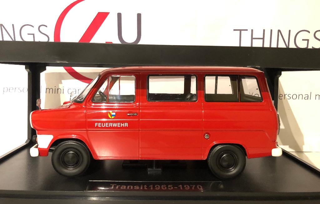 KK-Scale 1:18 Ford Transit MK1 Feuerwehr 1965-1970 rood, Ophalen of Verzenden, Nieuw, Auto, Overige merken