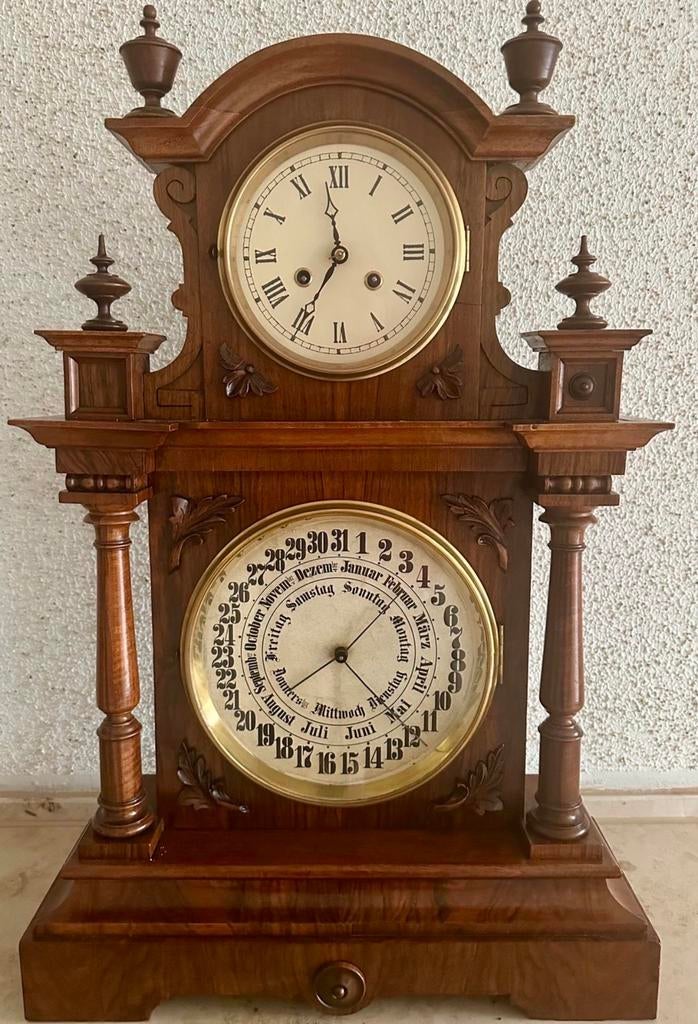 Zeldzame Junghans Tafelklok, Analoge Kalender, Gerestaureerd, Antiek en Kunst, Antiek | Klokken, Ophalen