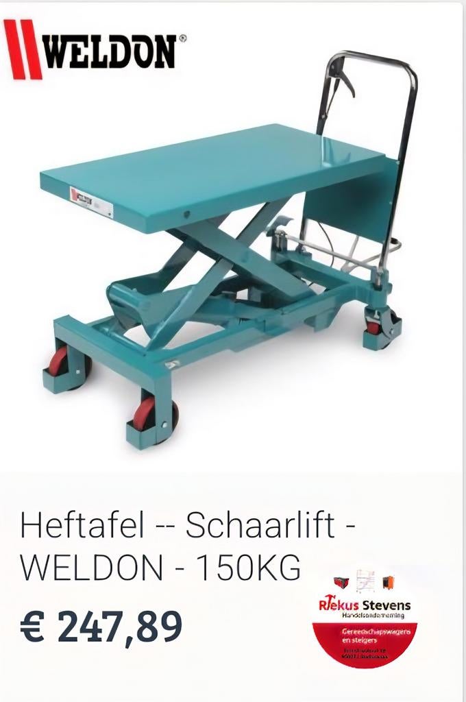 heftafel 150 kg, Doe-het-zelf en Verbouw, Palletwagens en Pompwagens, Ophalen of Verzenden, Nieuw