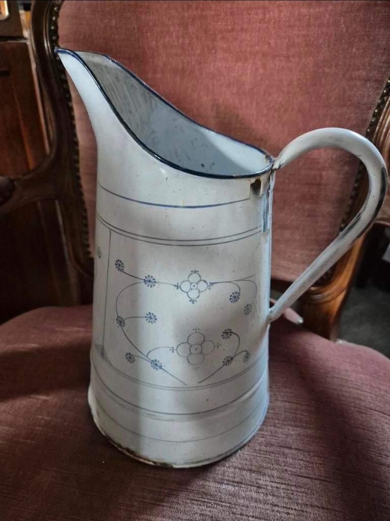 Blauw Saks Emaille Kan, Antiek en Kunst, Ophalen of Verzenden