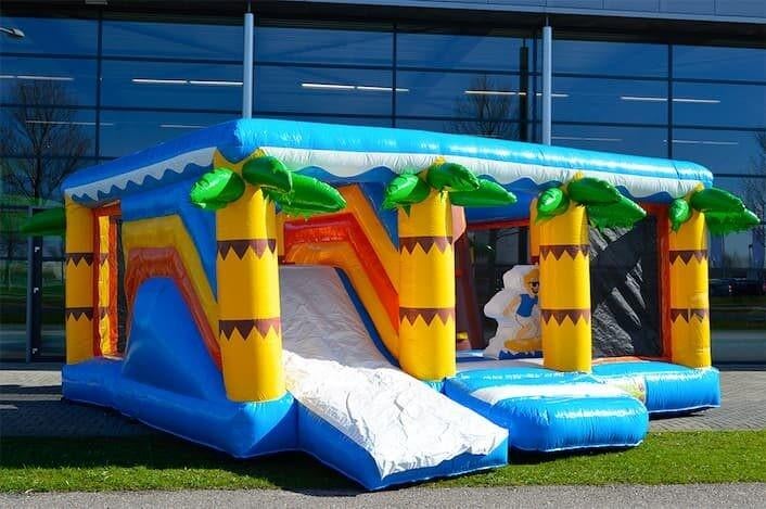 Mega Springkussen XXL Beach met Glijbaan, Ophalen of Verzenden, Zo goed als nieuw