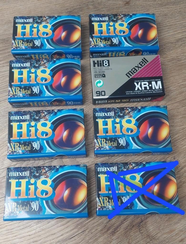 7 x Maxell HI 8mm xr metal 90 nieuwe video camera banden, 2 t/m 25 bandjes, Overige genres, Ophalen of Verzenden, Nieuw in verpakking