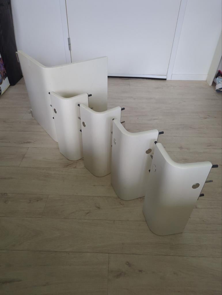 Auping Auronde poten met bedtafeltje 34cm, Gebruikt, Wit, Tweepersoons, Ophalen of Verzenden