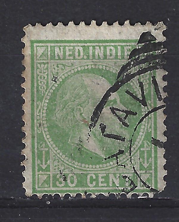 Nr 14 gebruikt Willem III 1870 Nederlands Indie voor 10% CW, Ophalen of Verzenden, Gestempeld, Nederlands-Indië