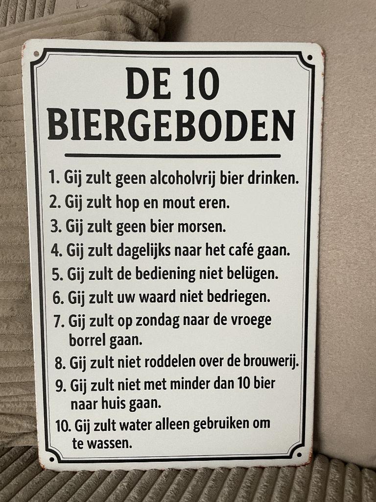 De 10 biergeboden metalen tekstbord (Old Look), Www.pand50.nl, Nieuw, Ophalen of Verzenden, Printer29BCoevorden