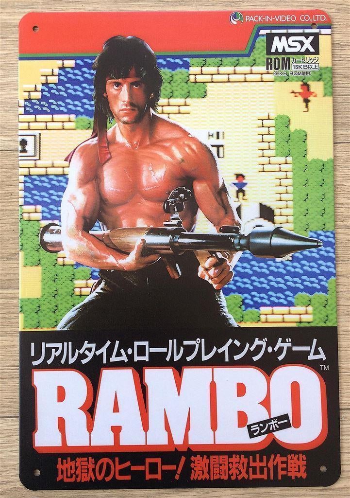 RAMBO Retro MSX 2 Metalen Wandbord Poster, Verzamelen, Ophalen of Verzenden, Nieuw, Film, Foto of Kaart