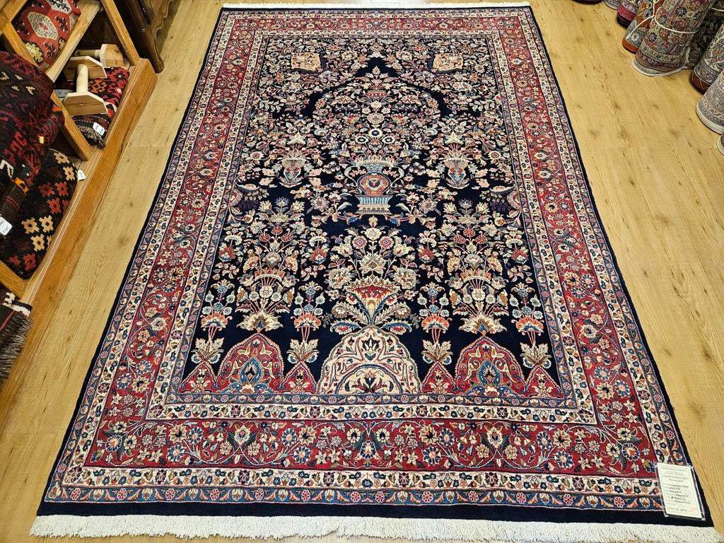 Handgeknoopt perzisch tapijt khorosan met zijde 302x197, Info@SlatsAntiek.nl, Crème, Perzisch, Vof Slats Antiek