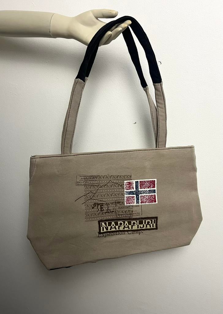Vintage Napapijri reworked tas, Ophalen of Verzenden, Zo goed als nieuw, Bruin, Overige merken