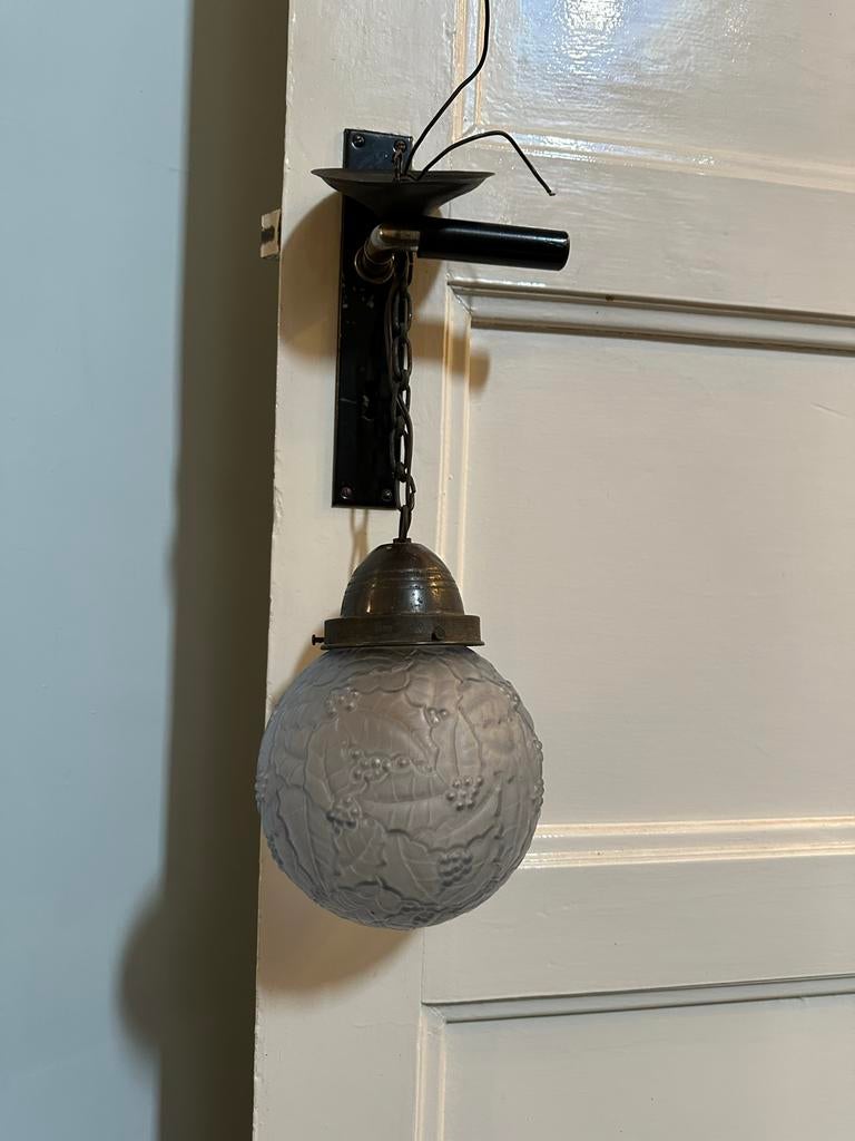 Antieke Art Deco Jugendstil bol lamp hanglamp hallamp, Ophalen of Verzenden