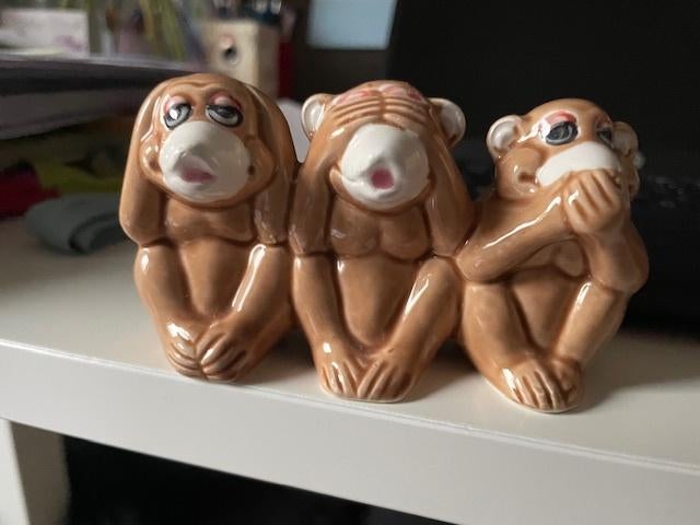 Beeldje aapjes horen, zien en zwijgen, Verzamelen, Ophalen of Verzenden, Zo goed als nieuw, Dier