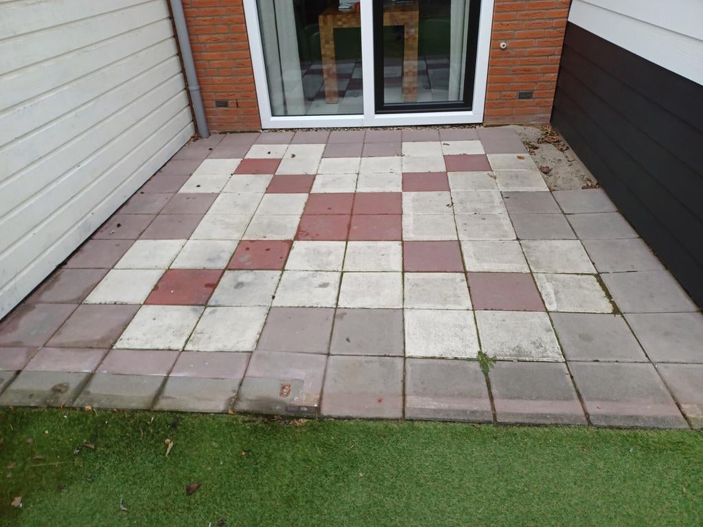 Tegels 30x30 cm rood en wit - betontegels, Tuin en Terras, Ophalen, Gebruikt, 5 tot 10 m², Beton