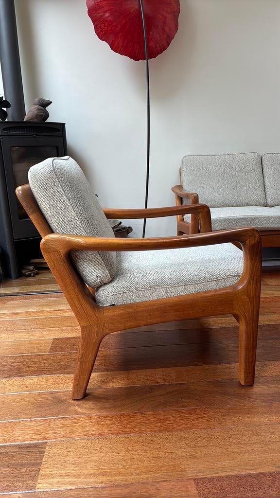 Vintage Deens fauteuil jaren 60 - Juul Kristensen, Ophalen, Gebruikt, Hout, 75 tot 100 cm