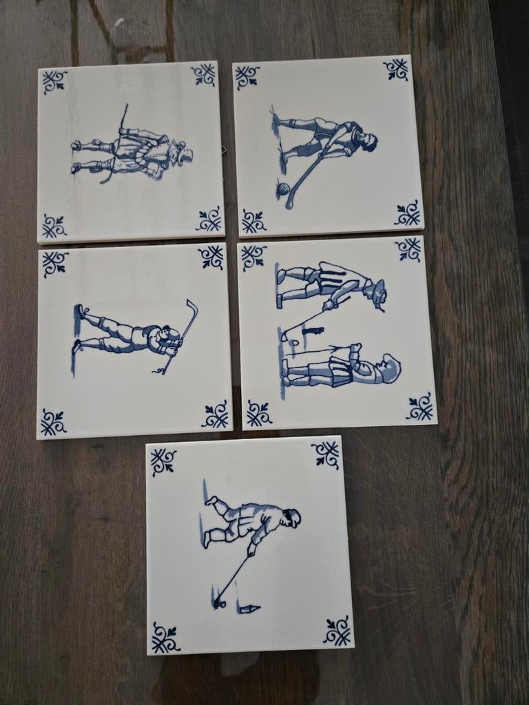 Delftsblauwe tegeltjes met golf afbeelding, Antiek en Kunst, Ophalen of Verzenden