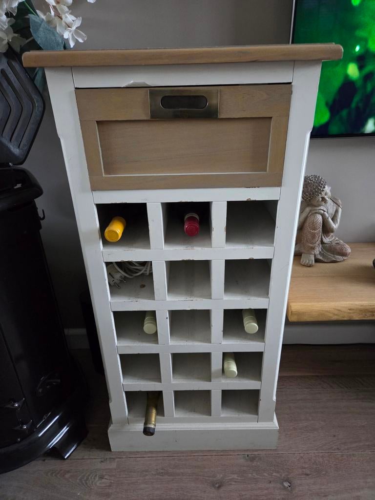 Houten wijnkastje, Huis en Inrichting, Woonaccessoires | Wijnrekken, Ophalen, Hout, Minder dan 50 cm, Minder dan 5 flessen