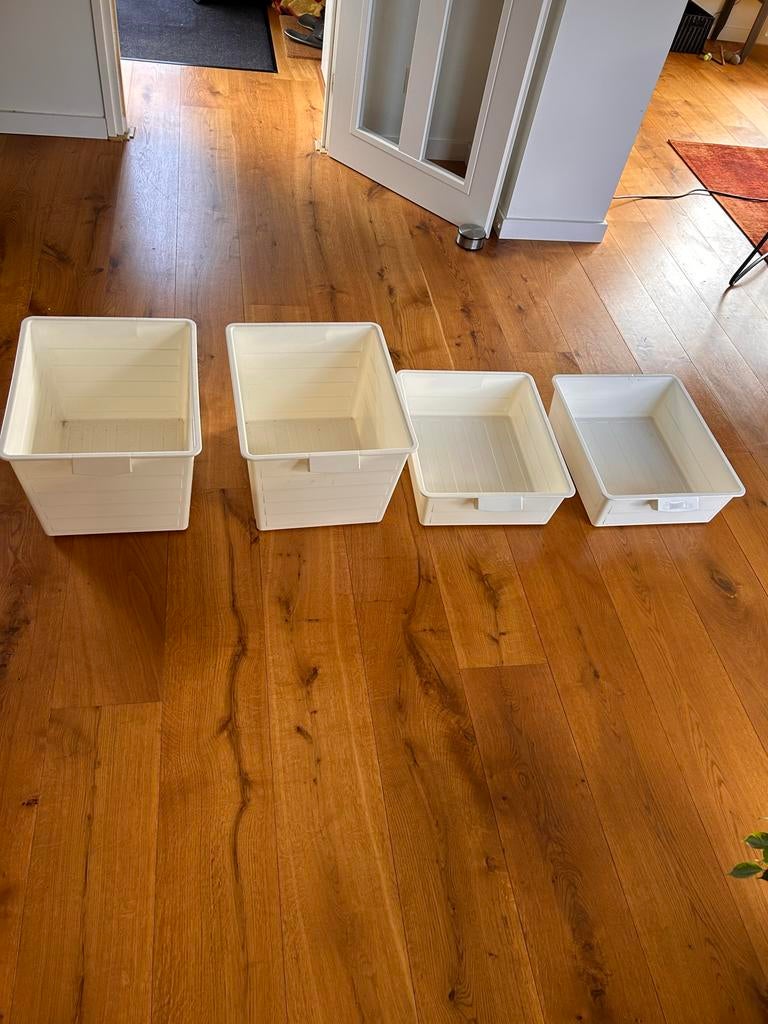 IKEA bakken, 4 stuks, diverse maten, voor rails of los, Ophalen, Kunststof, 50 tot 75 cm, Minder dan 50 cm