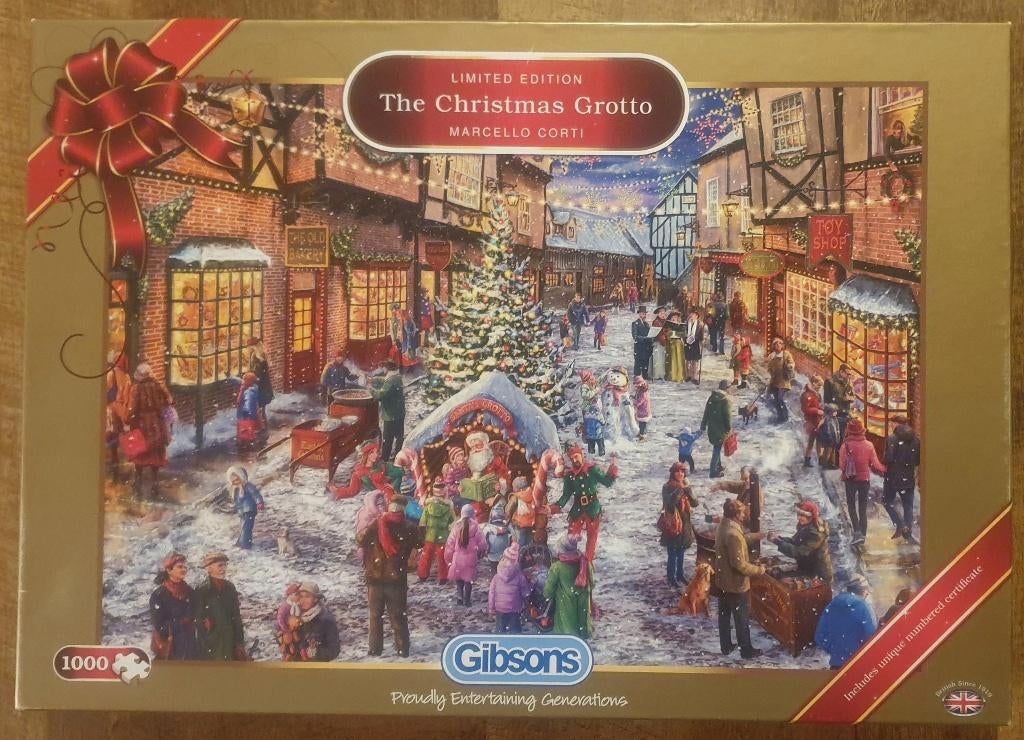 Gibsons puzzel The Christmas Grotto Limited ed. 1000 pc zgan, Ophalen of Verzenden, 500 t/m 1500 stukjes, Zo goed als nieuw, Legpuzzel