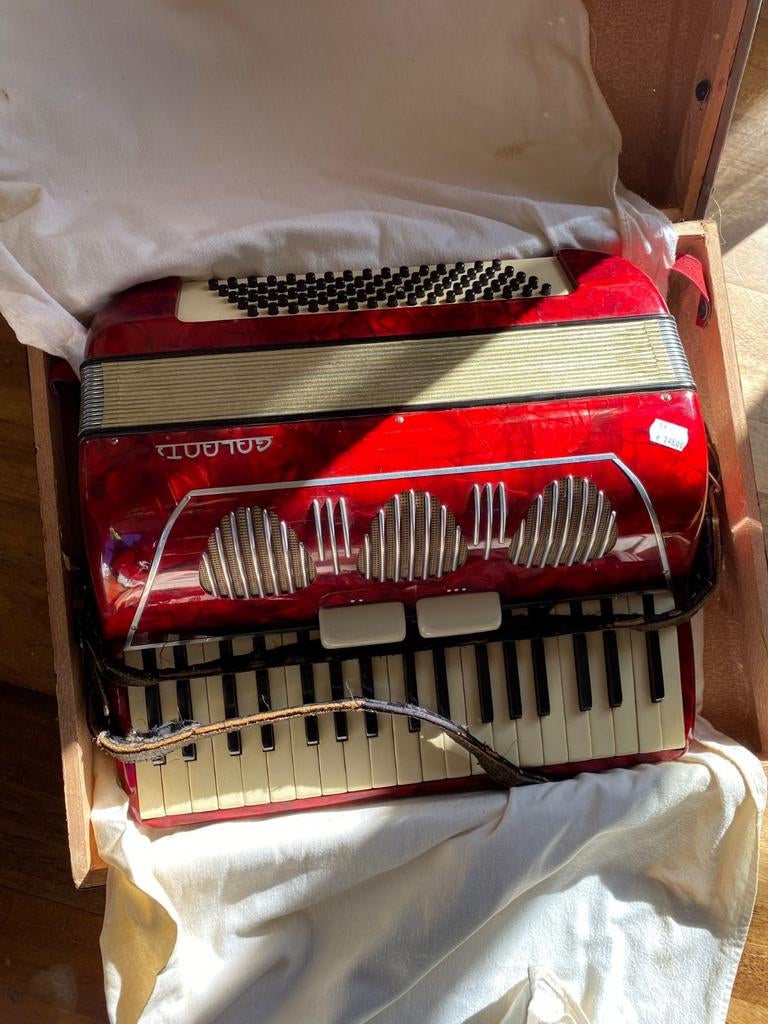 Galanti Accordeon Rood - Vintage Toetsaccordeon, Gebruikt, Overige formaten, Met koffer, Toetsaccordeon
