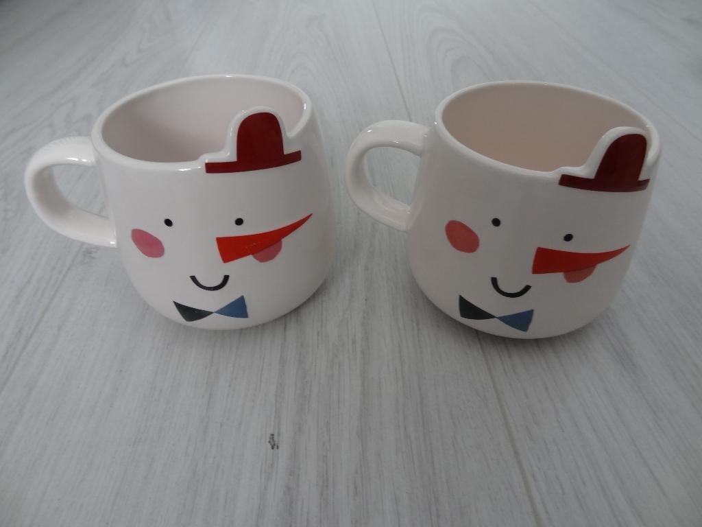 2 Mokken Sneeuwpop - Hema - Nieuw, Nieuw, Ophalen of Verzenden, Overige stijlen, Kop(pen) en/of Schotel(s)