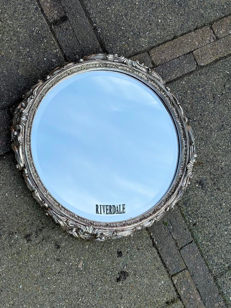 Riverdale spiegel rond zilverkleurig, Minder dan 50 cm, Gebruikt, Rond, Ophalen of Verzenden