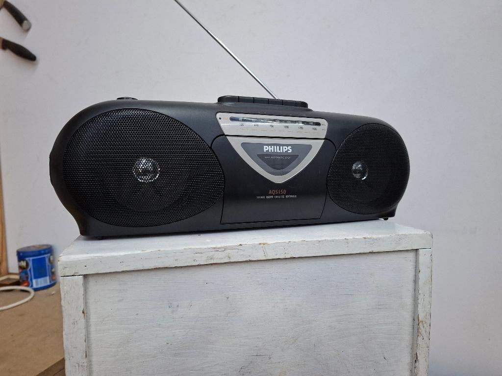 uitstekende vintage draagbare radio met cassettedeck, Audio, Tv en Foto, Radio's, Ophalen, Refurbished, Radio
