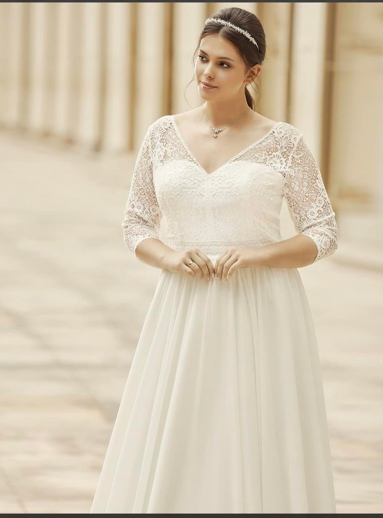 Nieuwe Bianco Evento trouwjurk Medusa kanten mouwen, Ophalen of Verzenden, Nieuw, Wit, Trouwjurk