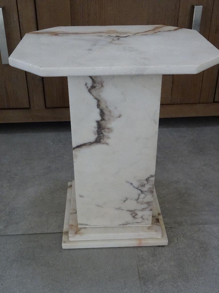 Marmer zuil marmeren pilaar tafel bijzettafel plantentafel, Ophalen, Zo goed als nieuw