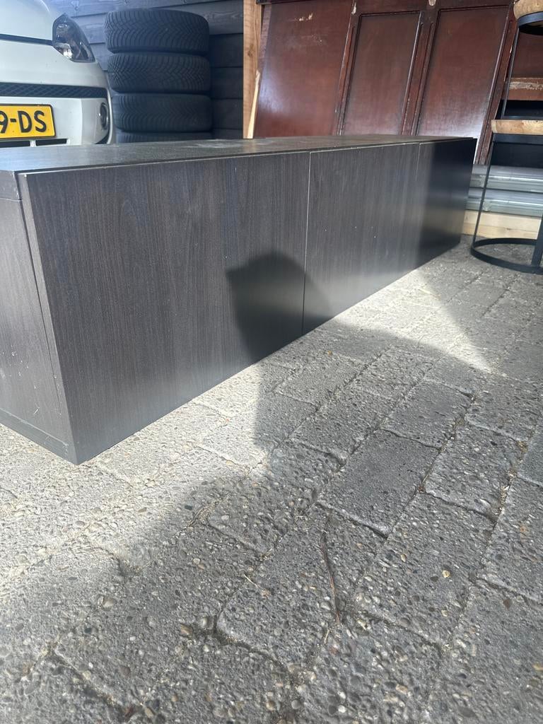 Besta tv meubel zwart bruin 3 deuren, Ophalen, Overige materialen, Gebruikt, 150 tot 200 cm
