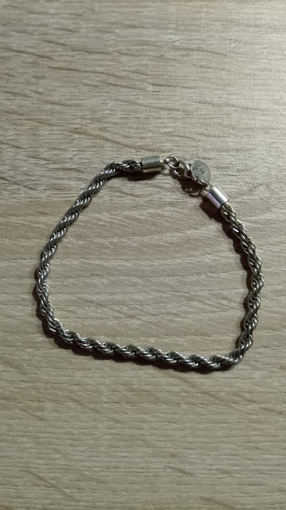 Zilveren touwketting armband - 925 zilver, Sieraden, Tassen en Uiterlijk, Armbanden, Gebruikt, Zilver, Zilver, Ophalen of Verzenden