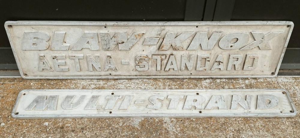 Set van 2 machine platen, typeplaat van gegoten aluminium💪, Reclamebord, Gebruikt, ., Ophalen of Verzenden