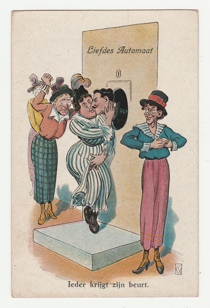 Liefdesautomaat.  Illustrateurs.  Humor., Verzamelen, Verzenden, Voor 1920, Ongelopen, Overige thema's