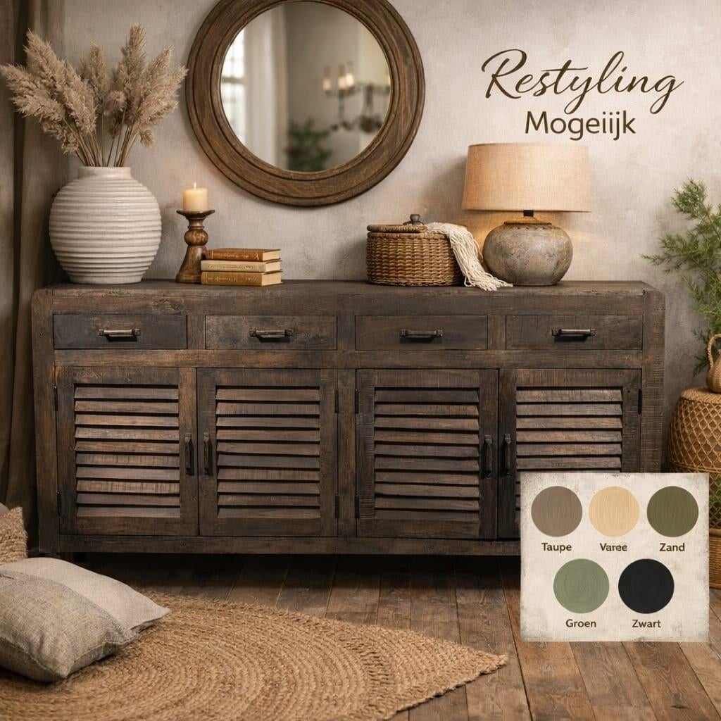 Louvre dressoir massief teak oud landelijk hoffz, Ophalen of Verzenden, 5051CM, 200 cm of meer, Info@ff-ietsanders.nl