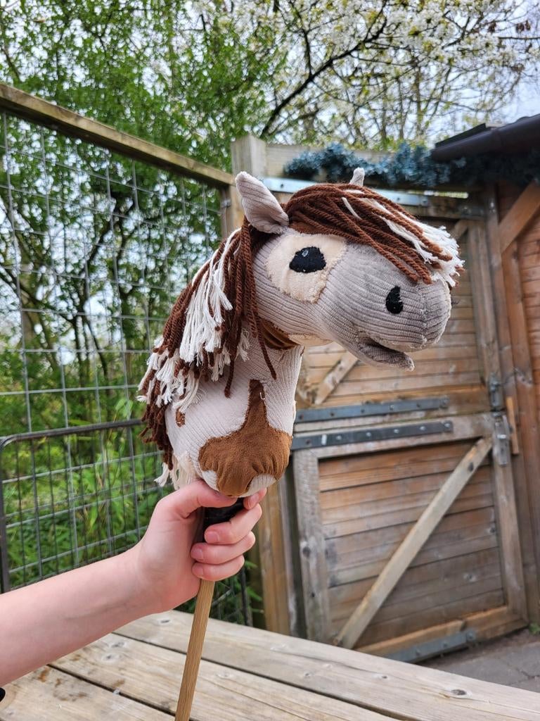 Hobbyhorse/ stokpaard bruin/grijs gevlekt, 23 cm hoofd, Kinderen en Baby's, Speelgoed | Overig, Ophalen, Jongen of Meisje