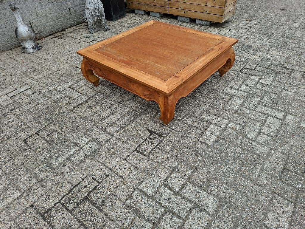 zeer nette massief teakhout opium salon tafel, Ophalen, Gebruikt, Teakhout, 75 cm of meer