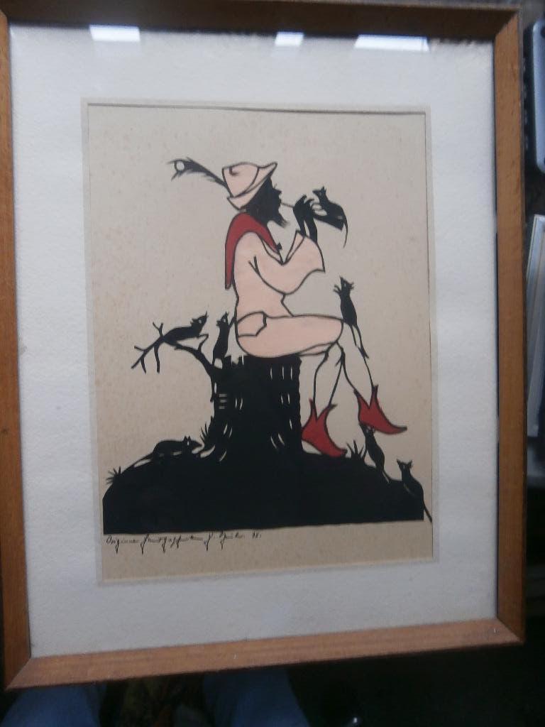 Mooie KNIPKUNST, Rattenvanger van Hamelen in lijstje, Ophalen, Gebruikt, Knutselwerk