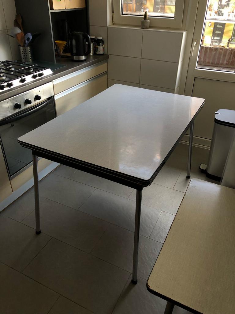 Vintage formica tafel, Ophalen, Gebruikt, 100 tot 150 cm, 50 tot 100 cm