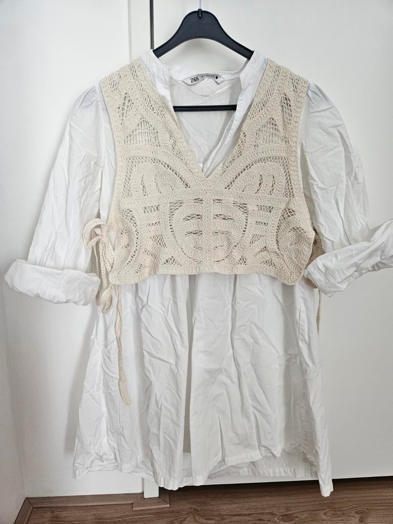 Zara Blouse met Gehaakt Vestje, Kleding | Dames, Ophalen of Verzenden, Zo goed als nieuw, Maat 36 (S), Wit