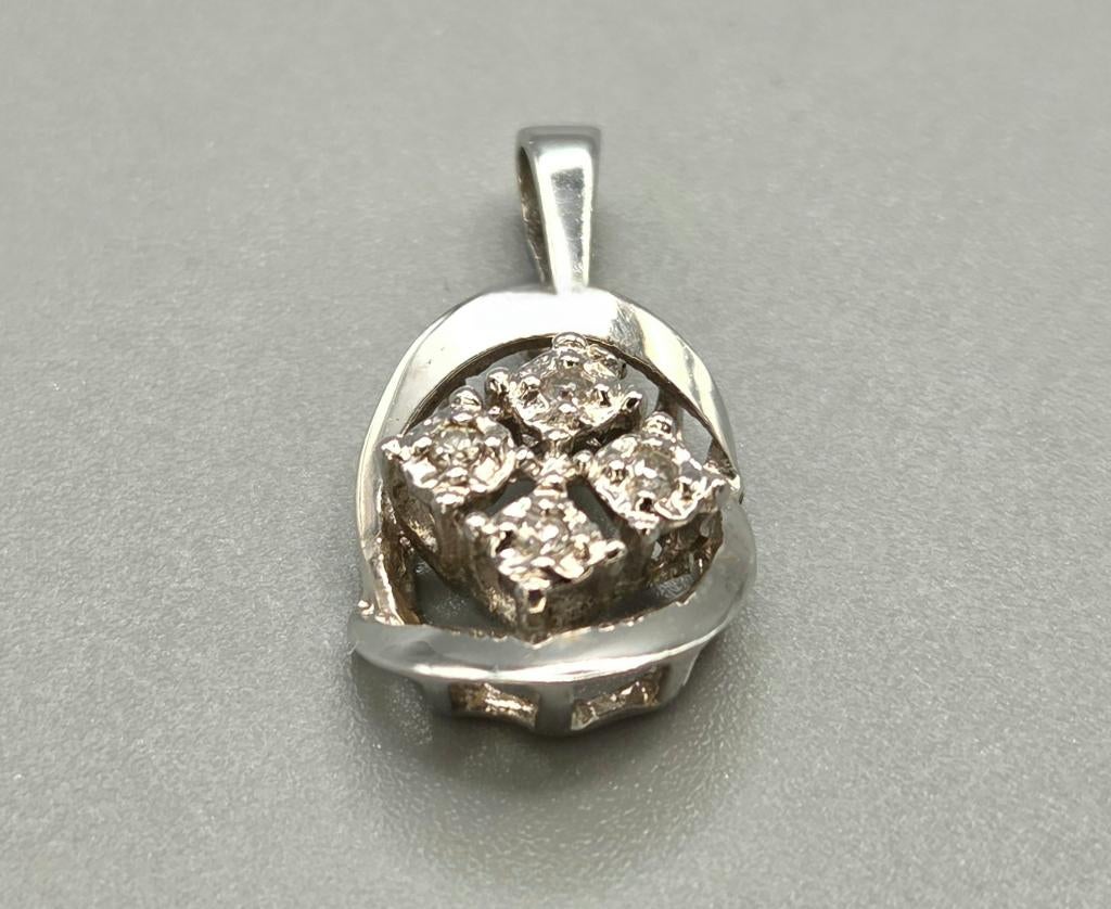 Vintage wit gouden hanger met diamanten. Ca: 0.04ct.2026/186, Overige voorstellingen, ., Wit, Ophalen of Verzenden