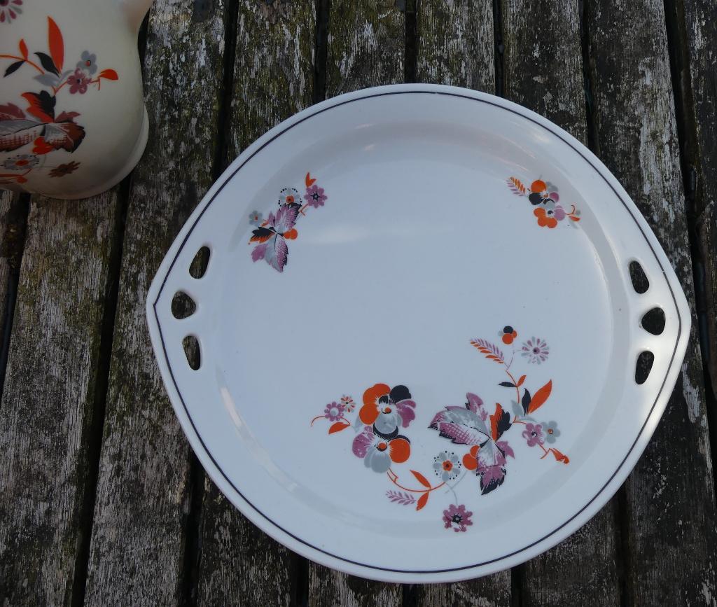 Mosa Abstracte Bloemen Koffie Pot en Taart Schaal, Ophalen of Verzenden