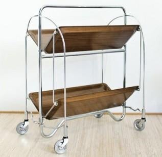 Bremshey gerlinol dinett opvouwbare trolley in walnut look, Metaal of Aluminium, Vintage, Ophalen of Verzenden, Zo goed als nieuw