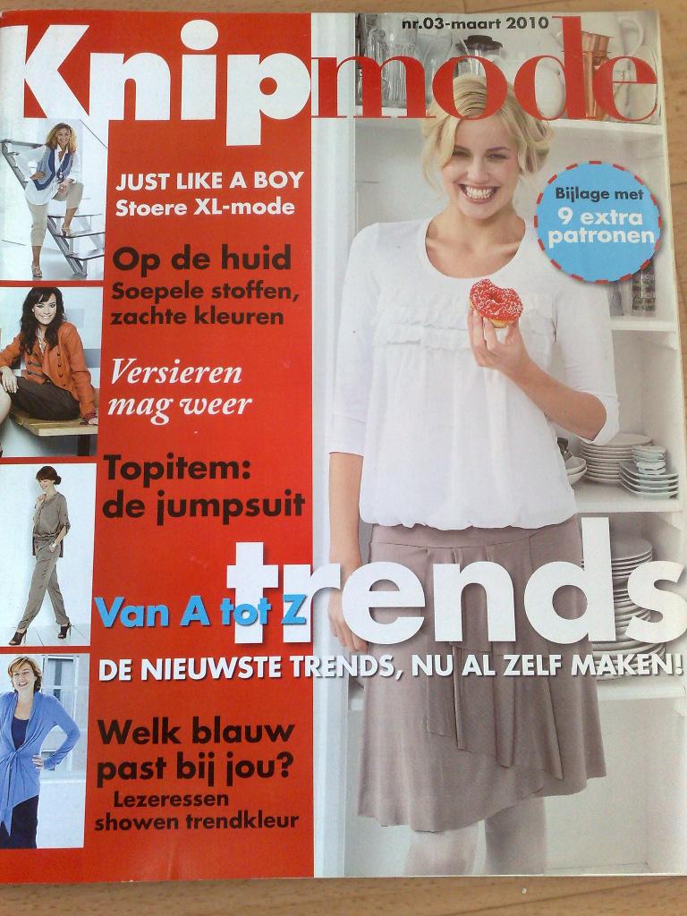 Knipmode maart nr. 3 / 2010, Hobby en Vrije tijd, Kledingpatronen, Zo goed als nieuw, Vrouw, Knipmode, Verzenden